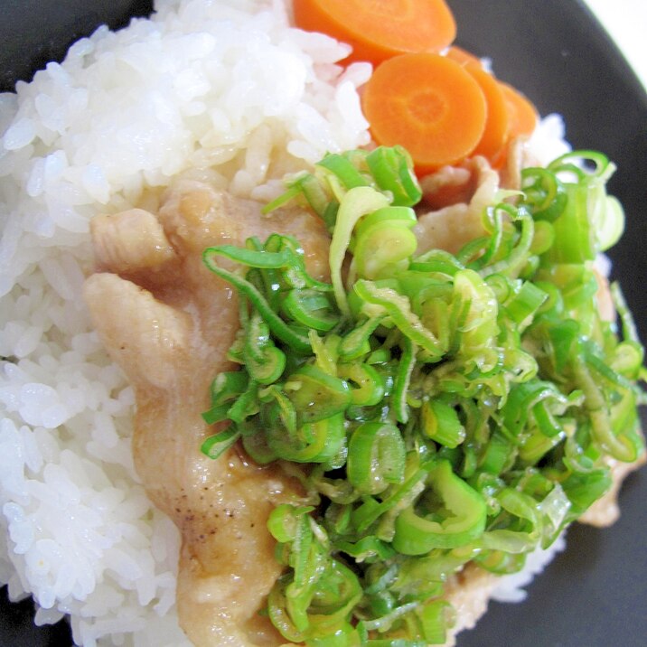 簡単✨うまい✨ねぎのせ甘辛豚焼き丼